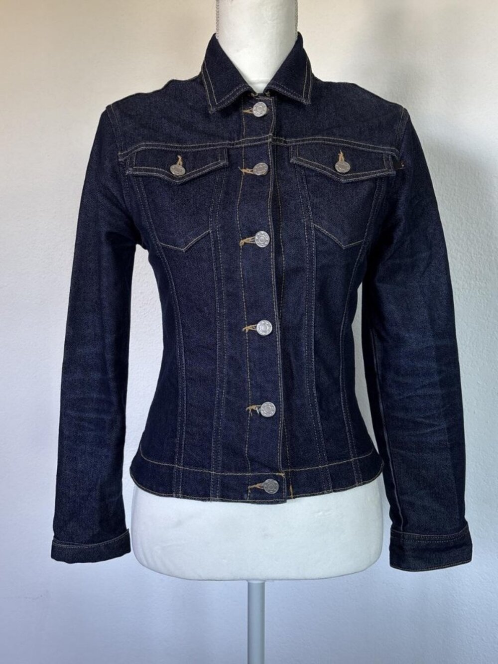 VTG Y2K Heart Moon Star Dark Wash Denim Jacket Size M Made in USA